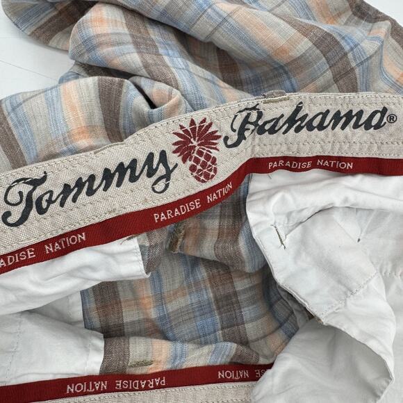 Tommy Bahama Shorts Mens 40 (40x9 ACTUAL) Linen Coastal Paradise Nation Blue Tan - Picture 5 of 8